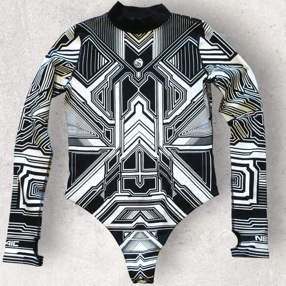 NEO4iC AP3X-7 V2 ZYPHR White Black Bodysuit EDM Festival Cyber Goth Womens Large - Picture 1 of 9